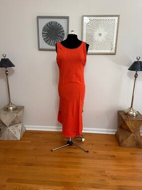 Free People Midi Dress in size Small Sleeveless Bright Orange- Spring/Summer